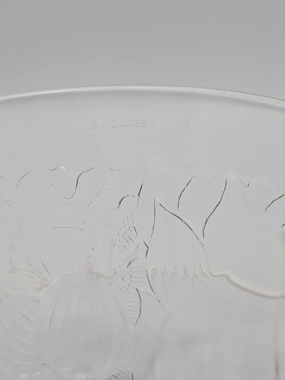 Clear Embossed Glass Serving Bowl